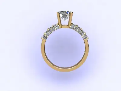 Ring23 gold engagement ring with diamonds 3D model
