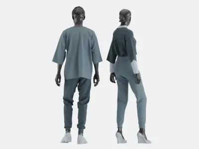 Sport Clothes Couple Set 03 3D model