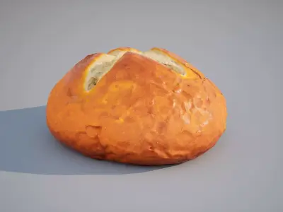 Bread bun Game ready 3K triangles 4K PBR textures Low-poly 3D model