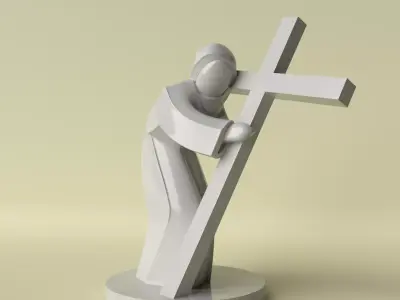 Minimalist Christ Sculpture with Cross 3D print model