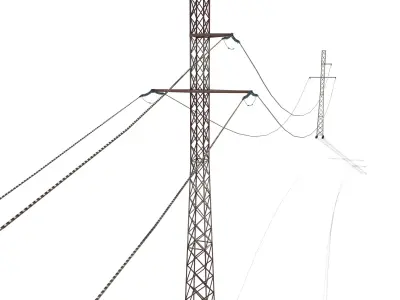 Electricity Pole 29 Weathered Low-poly 3D model