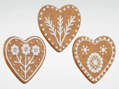Gingerbread Christmas Cookie - Heart 3D Model Collection