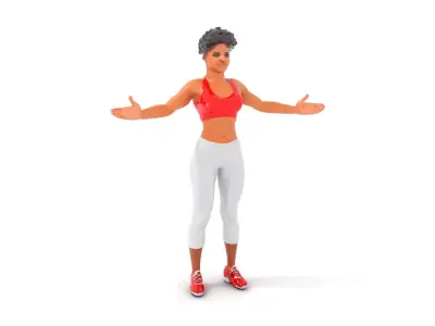 Athletic Female Character Model Rigged and Animated Low-poly 3D model