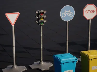 Game ready Street Props Low-poly 3D model