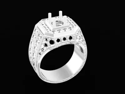 Luxury Square Diamond Men Ring for Jewelry 3D print model