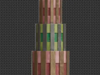 Building with toy-like paper texture Low-poly 3D model