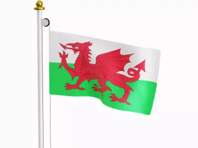 Flag of the Wales  Low-poly 3D model