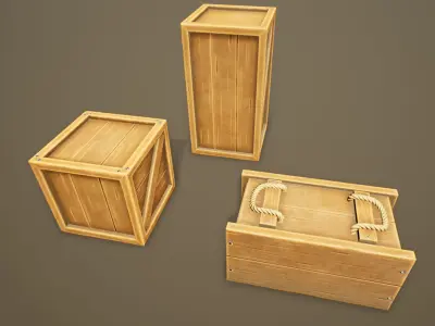 Western Wooden Boxes Low-poly 3D model