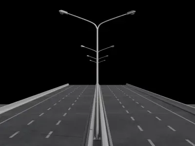 Highway concrete structure with lamp on top Low-poly 3D model