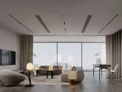Modern living room dining room interior scenes 479 3D model