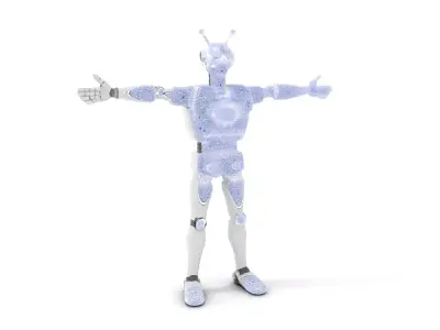 Retro Robot with Antennas Model Pack Low-poly 3D model