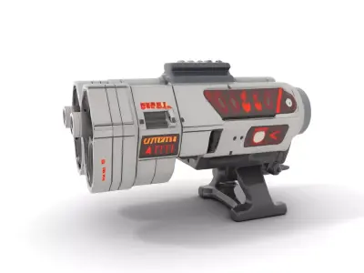 Futuristic Silver Blaster model pack Low-poly 3D model