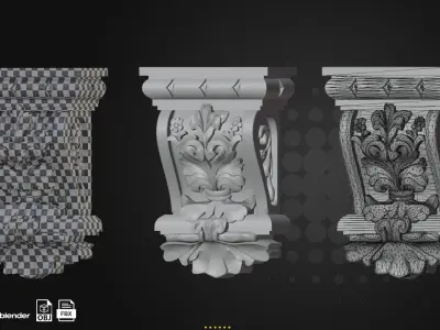 33 Carved Bracket Low-poly 3D model