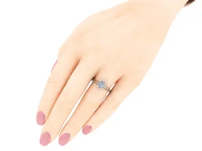 Minimalist  Round Shaped Halo Engagement Ring with diamond 3D print model