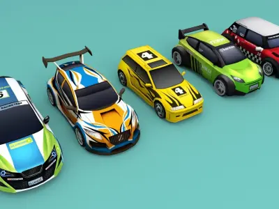 Low Poly Rally Car Pack Low-poly 3D model Low-poly 3D model