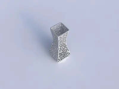 Vase larger opening rectangle with dense twisted organic lattice 3D print model