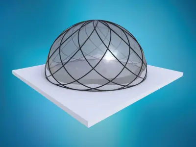 Dome spiral with glass and wire frame structure Low-poly 3D model