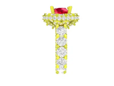 A7546 Luxury Korean Style Diamond Halo Eternity Engagement Ring 3D print model