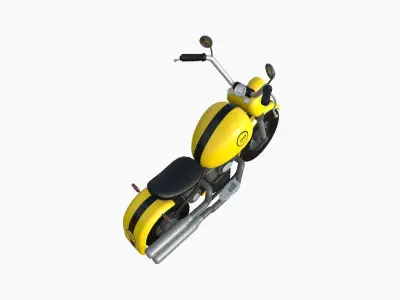 Motorcycle Cartoon A03 Yellow Racing - Custom Vehicle Design Low-poly 3D model