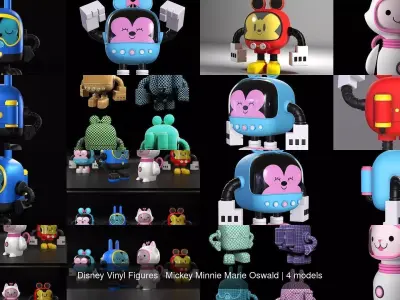 Disney Vinyl Figures   Mickey Minnie Marie Oswald 3D Model Collection