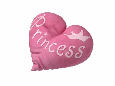 Heart Pillow - Princess Text 3D model