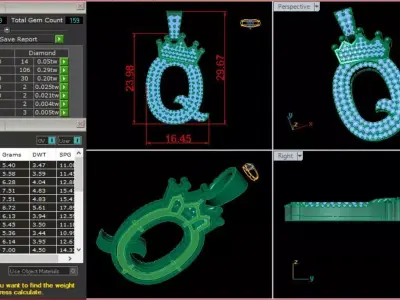 Pendant Gold  Q charater 3D print model