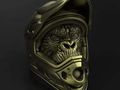 Animal ring jewelry Biker monkey vol2  3D print model