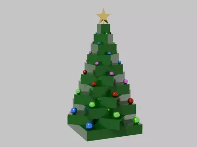 Rotated Wood Christmas Tree Low-poly 3D model
