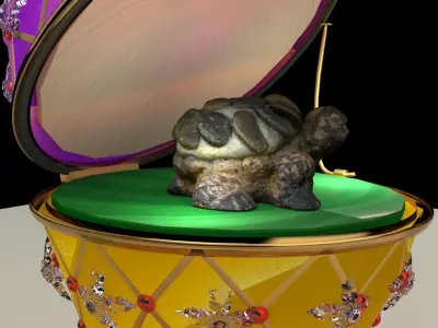  Chinese gold Ingot with turtle   3D model