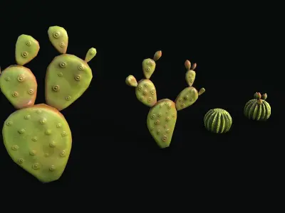 Stylized cactus large low poly Low-poly 3D model Low-poly 3D model