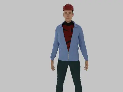 Skateboarding Character Low-poly 3D model