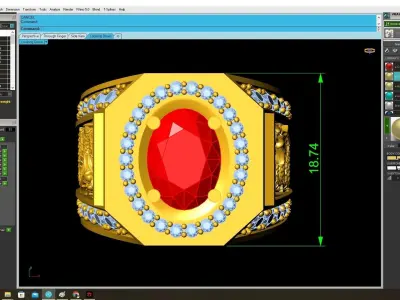 Luxury Dragon Oval Stone Men Ring Jewelry Design 3813 3D print model