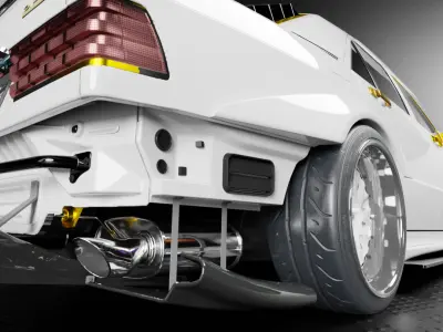 Mercedes-Benz 190E Fully Rigged and Animation Ready 3D Model 3D model