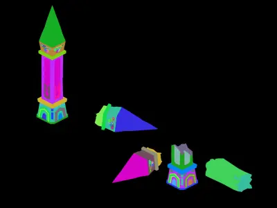 Stone tower with three spikes 3D model