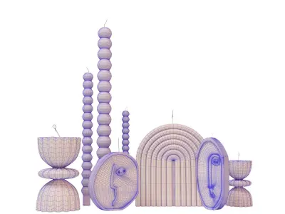 Candles decoration set 02 3D model