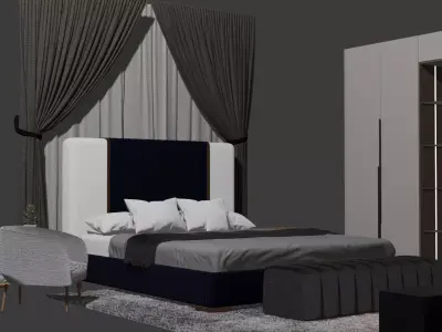 Bedroom Set High Quality Interior Furniture PBR Textures  Low-poly 3D model