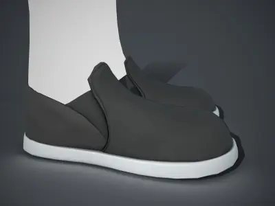 Black Fabric Shoes Style 2  Low-poly 3D model