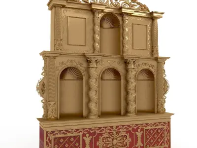 Baroque hispanic american  retable 3D model