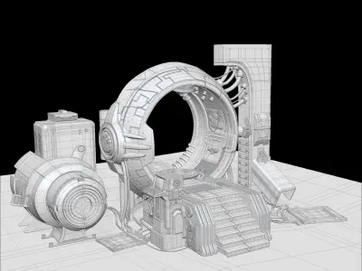 Sci fi Time Machine-Low-poly Low-poly 3D model