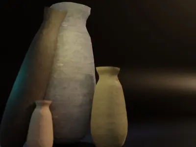 Long Pots  Low-poly 3D model