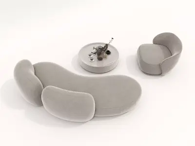 Modern Sofa and Armchair 2 3D model