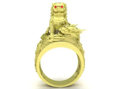 Luxury Pixiu Dragon Pattern Statement Ring for Men  3740 3D print model