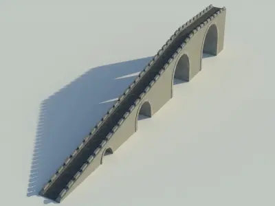 Bridge 3D model great wall of china Low-poly 3D model