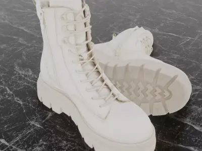 GREYDER 3D BOOTS - WHITE - HIGH Low-poly 3D model