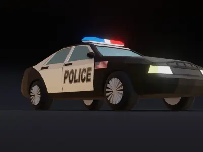 low poly police car  Low-poly 3D model