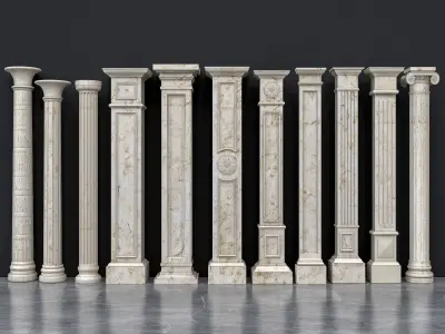 Classic columns carvings and gypsum cornice 16 Low-poly 3D model