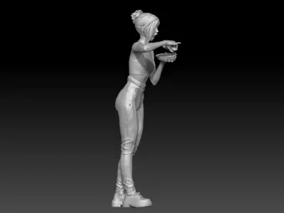 eating hot dog girl 1 3D print model
