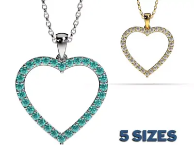 HEART PENDANT LOVESIGN - Diamonds Valentines Day 3D print model
