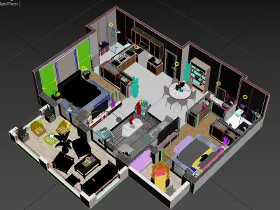 Detailled floorplan k2 3D model
