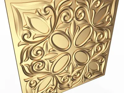 Carved Tile 01 Low-poly 3D model